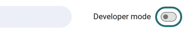 Chrome's Extensions page: next to Developer mode, a switched-off toggle, outlined.
